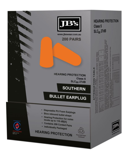 8P085 SOUTHERN BULLET EARPLUG 200PAIRS CLASS 5