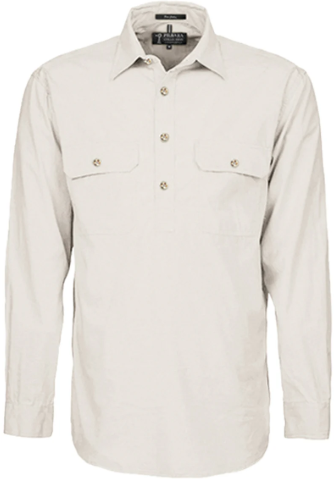 RM200CF 1/2 Button Ritemate L/S Shirt Stone