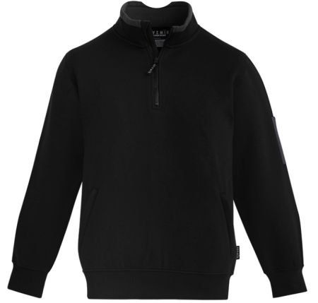 ZT366 SYZMICK Unisex 1/4 Zip Brushed Fleece Pullover Blk/Char